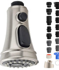 Universal Replacement Kitchen Faucet Head With 15 Adapters For Moen Delta Kohler Pull Down Sprayer 3 Mode Aerator Brush