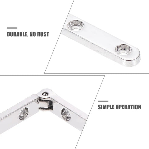 Close-up of 20 Pieces Zinc Alloy Box Hinges 90 Degree Decorative Folding Hardware For Jewelry Boxes, durable and rust-resistant