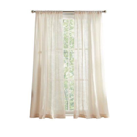 Pinstripe Sheer Curtain Panels Set, 50 x 84 Inches, Light Beige, Rod Pocket, Two Panel Window Treatments For Living Room And Bedroom, Soft Light Filtering