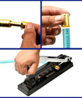 Heavy Duty Bench Crimper Kit For Hose Setups With Five Die Sizes And Ferrules Ideal For One Quarter, Five Sixteenths And Three Eighths Inch PVC