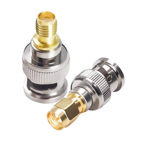 SMA to BNC Connector Kit 8 Piece Set Copper Gold Plated Coaxial Adapters for 50 Ohm Systems Male and Female Connectors