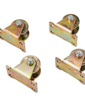 Built Like A Tank Four Pack V Groove Caster Wheels Engineered For Sliding Gate Inverted Tracks With Heavy Steel Brackets.