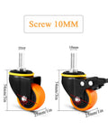 Heavy Duty 2 Inch Rubber Swivel Caster Wheels With Brake, Quiet Polyurethane, 180 Kg Load Capacity, 10 Mm Stem, Ideal For Trolleys, Equipment And Machines, 10mm screw