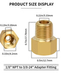 Brass Inverted Flare Female Brake Adapter Fitting One Eighth Inch NPT To Three Eighths Twenty Four Inch Size Display