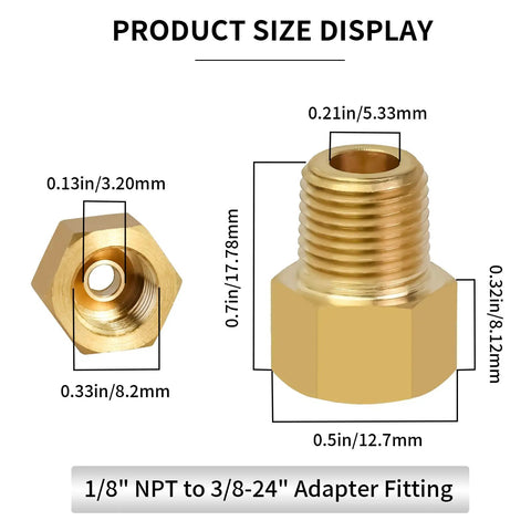 Brass Inverted Flare Female Brake Adapter Fitting One Eighth Inch NPT To Three Eighths Twenty Four Inch Size Display