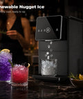 Countertop Nugget Ice Machine 33 Lbs Quick Freeze Cycle Producing Soft Chewable Squares With Hassle Free Push Button Start Self Drain Unit Brushed Steel Finish making chewable ice cubes.