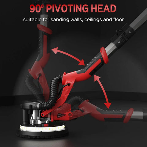 Drywall Sander Upgrade For DIY Home Projects With 8 Amp Motor, 7 Speed Settings 800 To 1800 RPM, 90-degree pivoting head for versatile sanding
