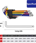 Premium 9-Piece Metric Hex Key Set With Anti-Slip Long Ball Ends Crafted From Rugged Chrome Vanadium Steel For Smooth DIY Home Repairs Furniture Assembly Bike Fixes And Light Vehicle Tune-Ups In Sizes 1.5 Through 10mm You Can Totally Trust For Serious, size chart view