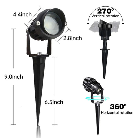 10W LED Landscape Lights 12V Outdoor Spotlight Plug And Play Connectors Low Voltage Yard Uplight 3000K Warm White 1000 Lumens