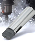 Side view of taper reducing drill sleeve MT5 to MT4 in silver high-speed steel; precision machined.