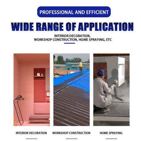 Shop Ready Airless Paint Sprayer With 2500 Watt Motor Handles One Gallon Flow Features 32 Foot Hose shown in use for interior and exterior painting.