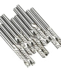 Ten Pack One Eighth Inch Shank End Mill One Flute Spiral Router Bits For CNC Milling And Engraving Cutting Edge Length Twenty Two Millimeters