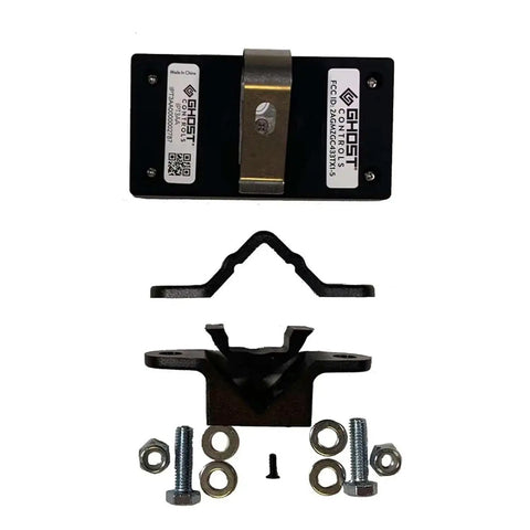 AXR1 Water-Resistant 3-Button Remote For Automatic Gate Openers components with brackets and fasteners, weatherproof design.