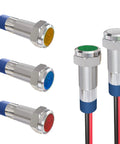 Multicolor 6mm Waterproof Indicator Light Kit With 150mm Wire 12 To 24V DC LED Signal Lamps Metal IP65 Dash Lamps 5 Pack
