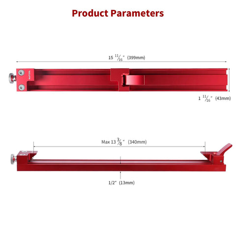 Dead On Adjustable Circular Saw Guide Rail For Slick Straight Cuts Compatible With Saw Bases Up To 13 Inches dimensions and features shown.