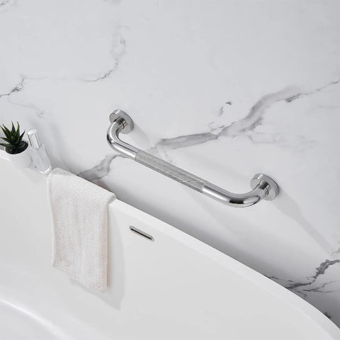 Two Pack 16 Inch Stainless Steel Shower Grab Bars, 1.25 Inch Diameter Anti Slip Handicap Safety Rails For Senior Bath Support