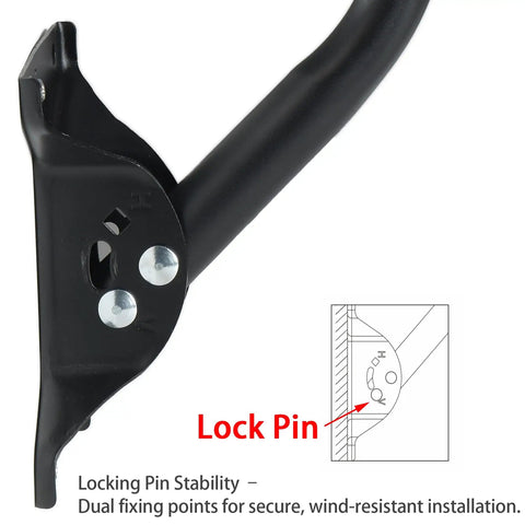 Close-up of the lock pin feature on Adjustable Outdoor Antenna Mounting Pole With Universal J Pipe Mount for extra stability.