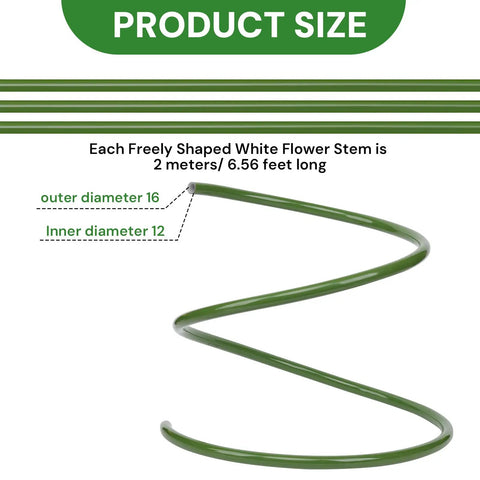 Green Flexible PVC Tubing Three Pack With Aluminum Wire Core Pro Grade Bendable Stems 78.7 Inch For Artificial Flowers