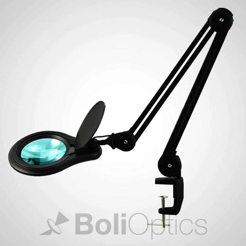ESD Safe Glass Lens Magnifying Lamp With Clamp, 8 Diopter Approx 3X Magnification, adjustable arm, matte black design