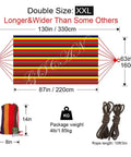 Extra Large Double Hammock For Two With 330cm Total Length And 500lb Capacity Canvas Cotton Super Comfy Outdoor Living For Patio Porch Garden Outdoor Indoor Rainbow XXL showing size and weight details