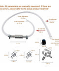 Universal Brake Bleeder Hose Kit With One Way Check Valve For Cars And Motorcycles showing dimensions and components