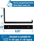 10 Inch Shelf Brackets 6 Pack Heavy Duty Industrial Floating Shelf Support dimensions illustration, black powder coated.