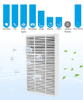 F1 Carbon Allergen Reduction HEPA Replacement Filter for Filtrete C01 T02 Room Air Purifier with allergens and odor defense diagram.