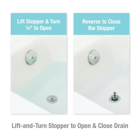 Lift And Turn Tub And Bath Drain Stopper In Chrome Finish Easy Replacement Converts Trip Lever Drains No Fuss Install