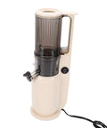 Onythral Compact Electric Cold Press Juicer With 3.15 Inch Wide Mouth showcasing side angle, beige exterior, for whole fruits.