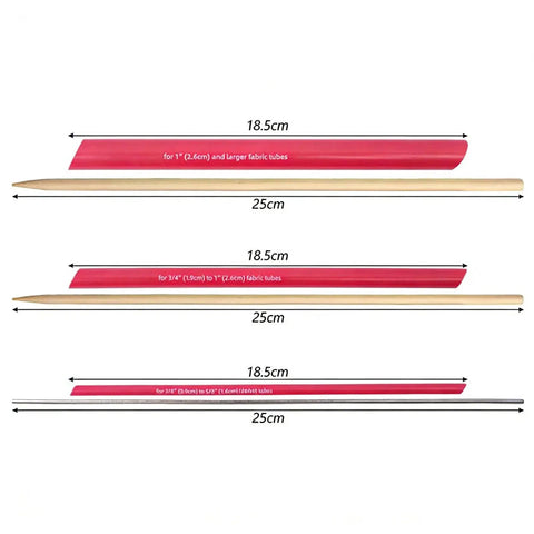 Totally Handy Drawstring Threader And Fabric Turner Kit With Elastic Band Threading Tool For Garment Repair Tailoring And Sewing Projects Easy Turn Durable Metal And Wood Design, 25cm and 18.5cm tools shown