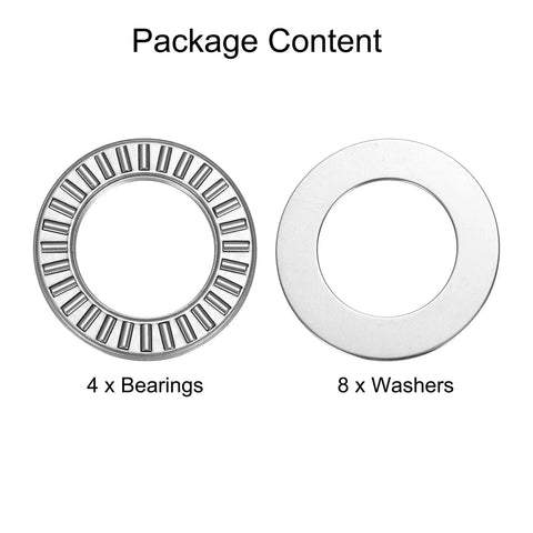 NTA1423 And TRA1423 Needle Roller Thrust Bearings With Washers 22mm Bore, showing 4 bearings and 8 washers included.