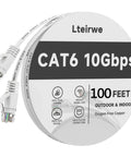 Cat6 Ethernet Cable 100Ft Flat White Ultra Fast Network Cable With 250MHz Bandwidth Delivers Up To 1Gbps spool and connectors