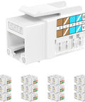 RJ45 Keystone Jack Cat6 10G Ready Slim 90 Degree UTP Keystone Jacks 25 Pack For Wall Plate And Patch Panel White Color