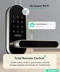 Plug And Play Built In Wifi Smart Door Lock Handle with numeric keypad and sleek design for effortless keyless entry.