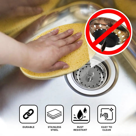 Hand cleaning sink with Kitchen Sink Basket Strainer Replacement For Standard Drains 3.25 Inch Chrome Plated Stainless Steel