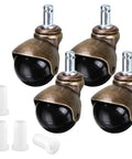 2 Inch Grip Ring Swivel Ball Caster Wheels For Furniture Rolling Chairs Office Chairs Dining Chairs Antique Brass Finish Durable Steel And PP Pack Of 4 Quiet Smooth Wheels With Floor Protection For Hardwood Laminate And Tile Surfaces shown