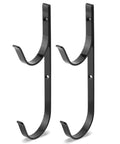 2 Pack Pool Pole Hangers, Heavy Duty Aluminum Pool Pole Hooks With Screws, Wall Or Fence Mount, black double hooks