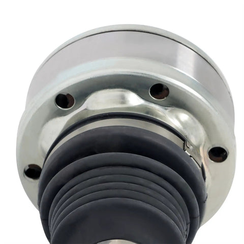 Direct Plug N Play Front Driveshaft Assembly For Jeep Liberty 3 7L 2002 2007 OEM Replacement 52111596AA 52111596AB Fits 42RLE NV3550 NSG370 Transmissions close-up of metal CV boot joint