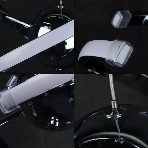 Close-up of Customizable 23W LED Pendant Light Dope Rotatable Tube Chandelier with chrome finish and adjustable cord