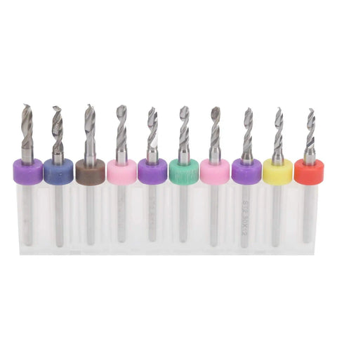 10 Piece Cemented Carbide Mini Drill Bit Set For CNC PCBs 2.1 To 3 mm Straight Shank Precision Micro Drills For Circuit Boards And Electronics Projects in a case