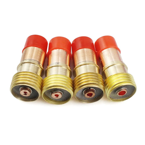 Four gas lens nozzles from 25 Piece TIG Stubby Gas Lens Nozzle Kit For WP 17 18 26 Welding Torch 3 32 Inch Tips Accessories Pack