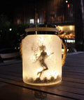 2 Pack Solar Lantern Fairy Lights For Outdoor Decor White Frosted Glass Hanging Jars With 20 Warm White Mini LEDs Auto On At Dusk