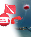 Red Dive Flag Inflatable Surface Marker Buoy For Scuba Diving Spearfishing And Boating With High Visibility Signaling In Use