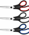 Triple Pack 8 Inch Heavy Duty Scissors With Comfort Grip Handles Pro Grade Ultra Sharp Stainless Steel Blades For Everyday Use In Office School Home Crafts And Sewing