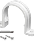 20-pack white PVC conduit strap clamps for 32 mm pipes, two-hole mounting with screws