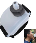 200ml Silicone Wrist Water Bottle With Leakproof Bite And Drink Spout Sealed To Stop Spills on wrist with adjustable strap