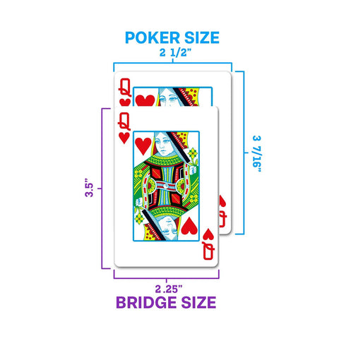 Bridge Size Narrow 100 Percent Plastic Playing Cards Black And Gold Design comparison with Poker size cards.