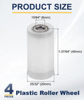 4 Pack Plastic Roller Wheels With Bearings 6mm ID 20mm OD 40mm Length Guiding Belt Idler White product size
