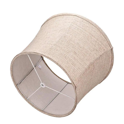 Brown Drum Lamp Shade Big Size 12x16x11 Spider Fitter Handcrafted Fabric Linen Natural Color Soft Warm Glow Durable Texture