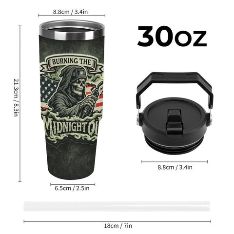 Cool Dope Welder Gift For Him 30oz insulated travel mug with lid, durable stainless steel, skeleton design, Keeps Coffee Hot And Drinks Cold All Day